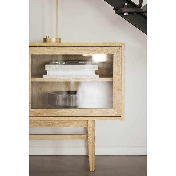 Витрина от декор от дъб  с плъзгащи се врати в естествен цвят 170x75 cm Hazelton – Rowico-image-3