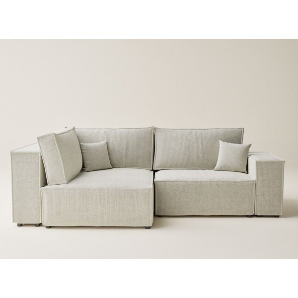 Кремав шенилов сгъваем/с място за съхранение ъглов диван (ляв ъгъл/L форма) Tonga – Maison de Rêve-image-2