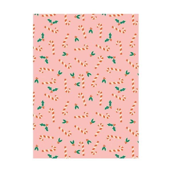 5 листа розова опаковъчна хартия, 50 x 70 cm Candy Canes - eleanor stuart