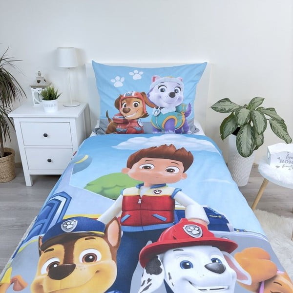 Синьо  единично  памучно детско спално бельо 140x200 cm Paw Patrol – Jerry Fabrics-image-3
