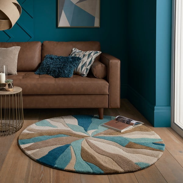 Тюркоазен кръгъл килим ø 133 cm Zest Infinite - Flair Rugs-image-1