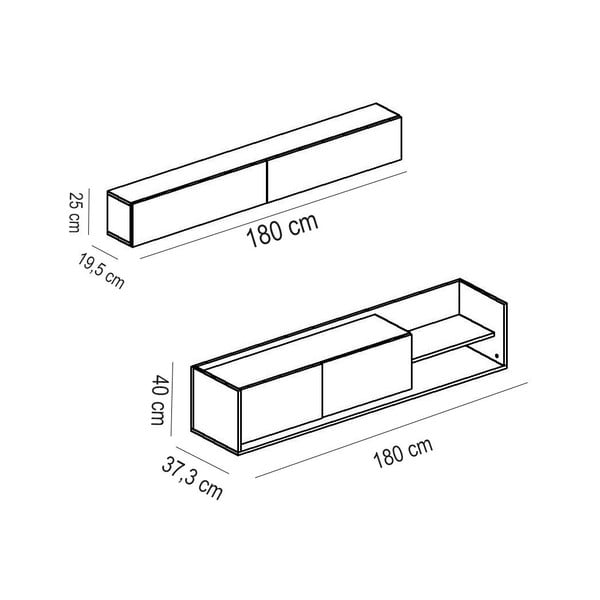 Бял/естествен телевизор от екзотична дървесина 180x40 cm Kale - Kalune Design-image-3