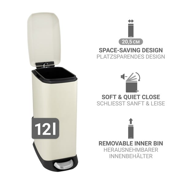 Кремаво стоманено кошче за боклук с педал 12 l Design – Wenko-image-4