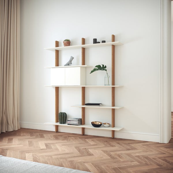 Бяла етажерка с конструкция от дъбова дървесина, широчина 162 см Bridge - Tenzo-image-3