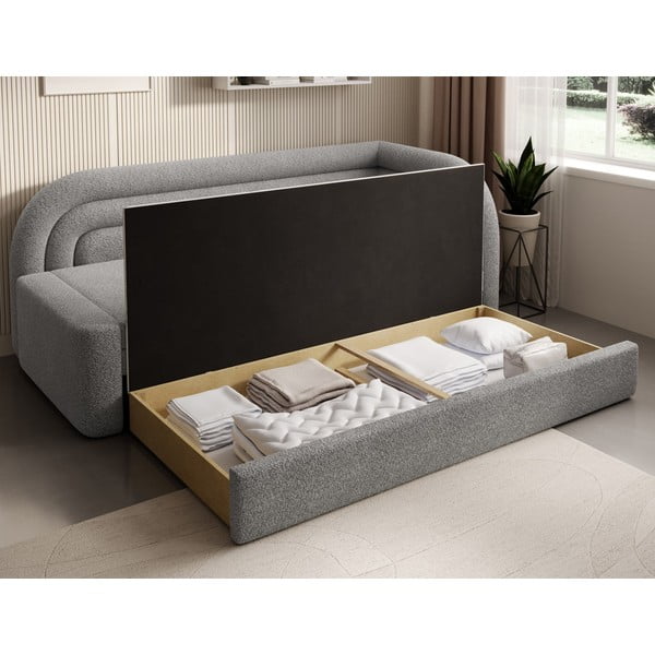 Сив разтегателен диван с място за съхранение от букле десен ъгъл 223 cm Fabillo – ELTAP-image-4