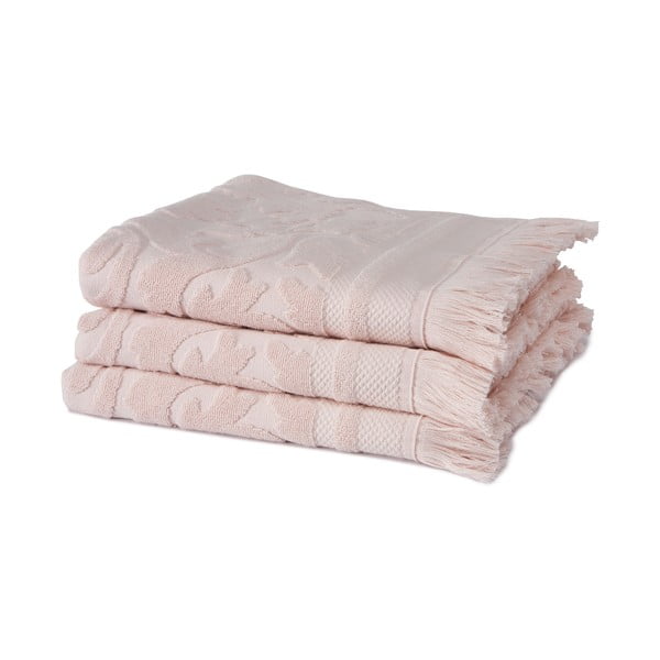 Sada 3 růžových ručníků z organické bavlny Seahorse, 60 x 110 cm