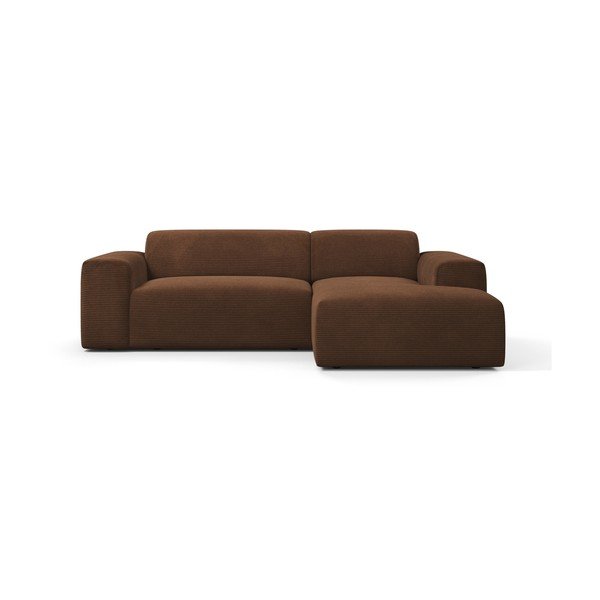 Кафяв ъглов диван от велур , 250 см, десен ъгъл Karen - Marie Claire Home
