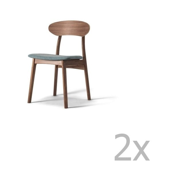 Комплект от 2 трапезни стола от масивен орех със сива седалка WOOD AND VISION Tribe - Wood and Vision
