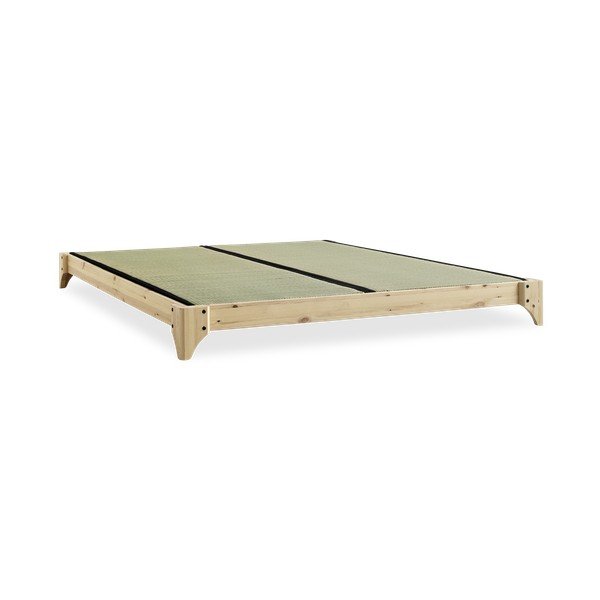 Dvoulůžková postel z borovicového dřeva s matrací a tatami Karup Design Elan Comfort Mat Natural Clear/Black, 140 x 200 cm-image-4