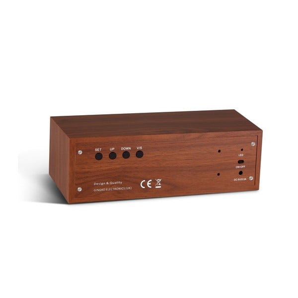 Zelený LED budík Square Click Clock, walnut-image-2