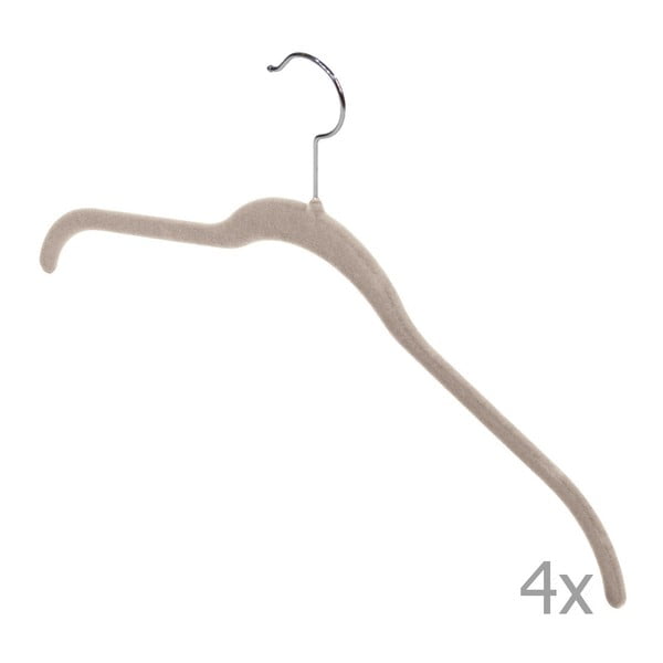 Комплект от 4 бежови кадифени закачалки за тениски - Domopak-image-1