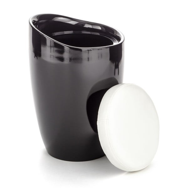 Черно-бяла табуретка с място за съхранение Възглавница - Tomasucci-image-1