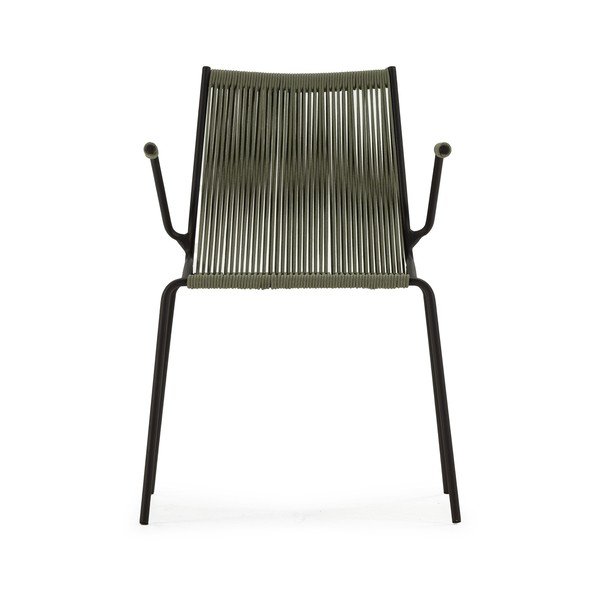 Зелени метални трапезни столове в комплект с подлакътници/за подреждане 2 бр. Emily – Marckeric-image-2