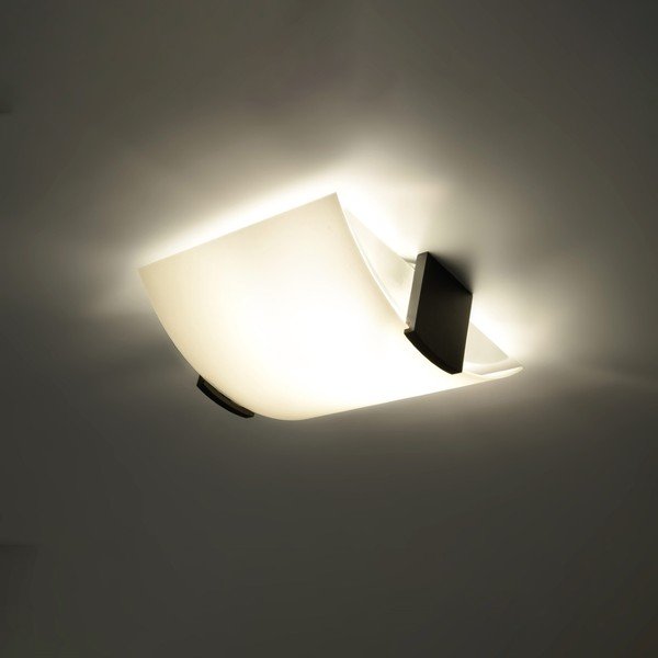 Бяло осветително тяло за таван със стъклен абажур 33x30 cm Eva – Sollux-image-3
