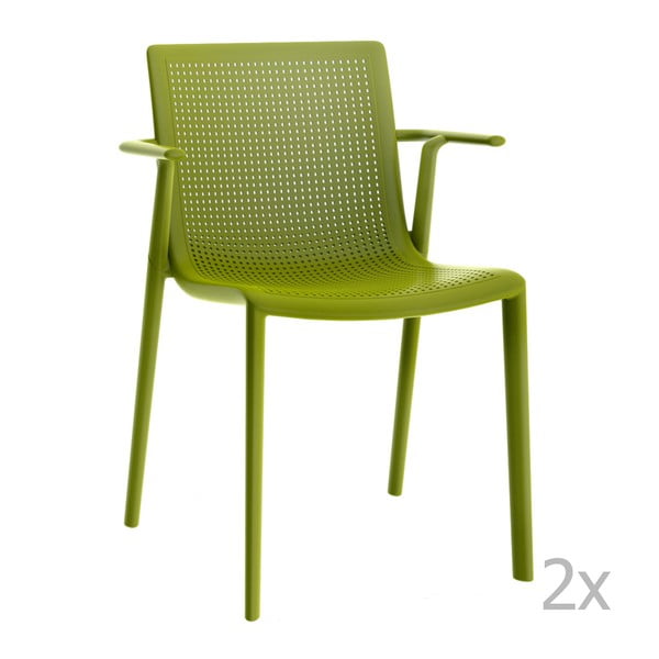 Sada 2 zelených  zahradních židlí s područkami Resol Beekat