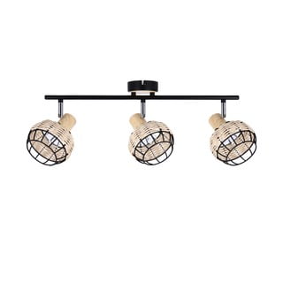 Черно-кремава лампа за таван с абажур от метал и ратан ø 12 cm Tajga - Candellux Lighting