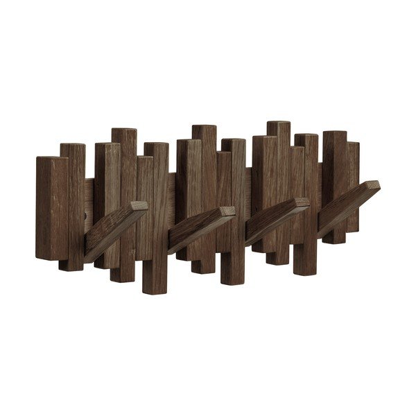 Тъмнокафява стенна закачалка от масивен дъб 40 cm Caltra – House Nordic