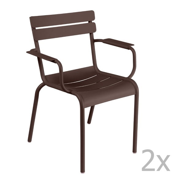 Sada 2 hnědých židlí s područkami Fermob Luxembourg