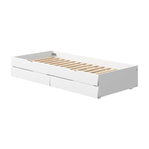 Бяло разтегателно легло с 2 чекмеджета под детското легло White - Flexa