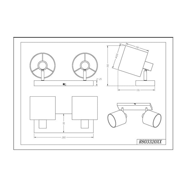 Бяло/сиво осветително тяло за таван с текстилен абажур ø 12 cm Tommy – Reality-image-2