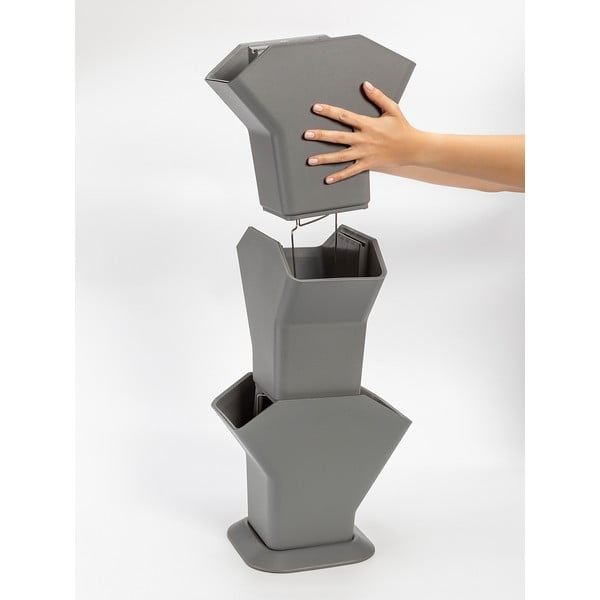 Сив самонапояващ се вертикален плантатор Tree - Plastia-image-2
