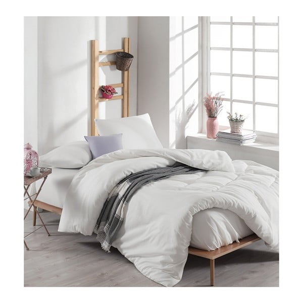 Бяло памучно спално бельо с чаршаф за двойно легло Anna, 200 x 220 cm - Mijolnir