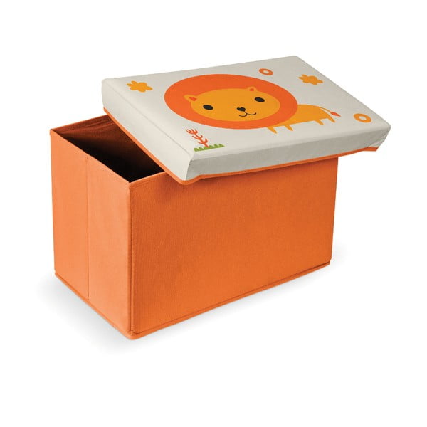 Оранжева табуретка за крака с място за съхранение Lion - Domopak