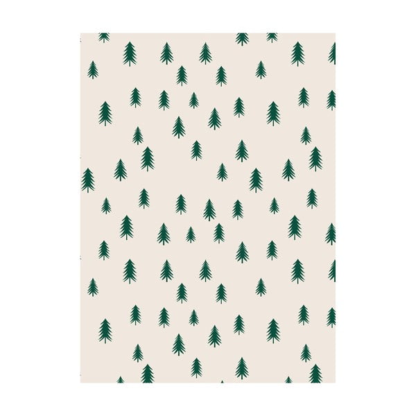 5 листа бежово-зелена опаковъчна хартия, 50 x 70 cm Christmas Trees - eleanor stuart