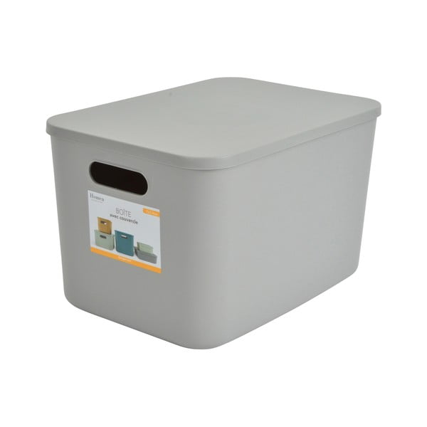 Сива пластмасова кутия за съхранение с капак 35,5x25,5x23 cm – Homéa-image-2