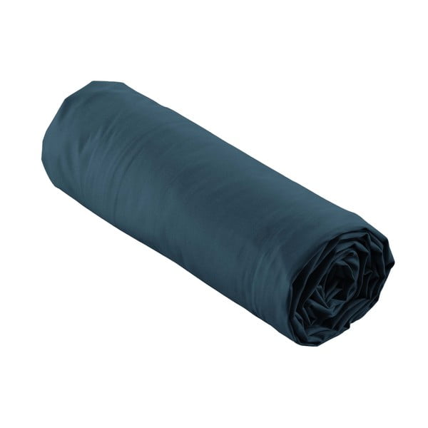 Тъмносин еластичен чаршаф от памук перкал 160x200 cm Percaline – douceur d'intérieur-image-4