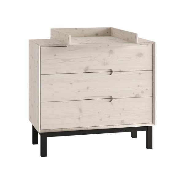 Бял нисък детски скрин от масивен бор 100x91 cm Country – Pinio-image-3