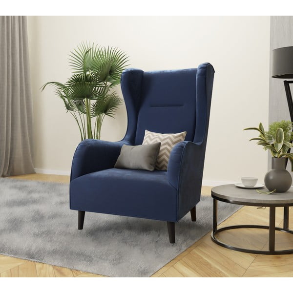 Тъмносиньо кадифено кресло Carole - Ropez-image-4