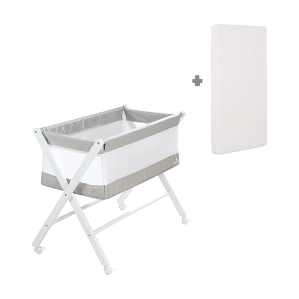 Бяла сгъваема люлка на колела 90x45 cm - Roba-image-2
