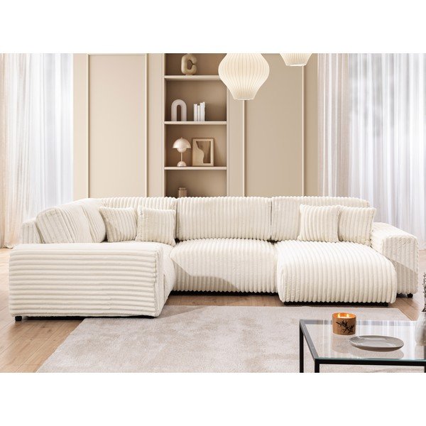 Кремав ъглов диван от рипсено кадифе (ляв ъгъл U форма) Justin – Ropez-image-1