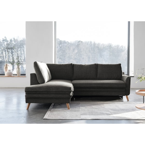 Тъмносив разтегателен ъглов диван (ляв ъгъл) Charming Charlie – Miuform-image-1