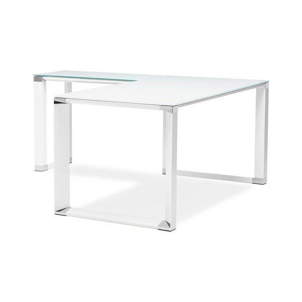 Бяло ъглово бюро със стъклен плот Warner - Kokoon-image-4