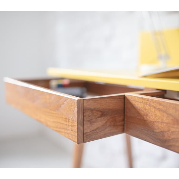 Сиво бюро с основа от ясенова дървесина, дължина 85 cm Luka Oak - Ragaba-image-2