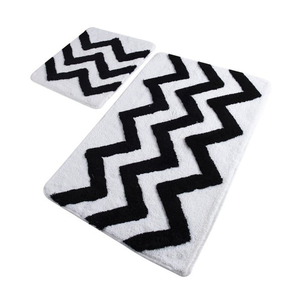 Комплект от 2 черно-бели изтривалки за баня Zigzag - Confetti Bathmats