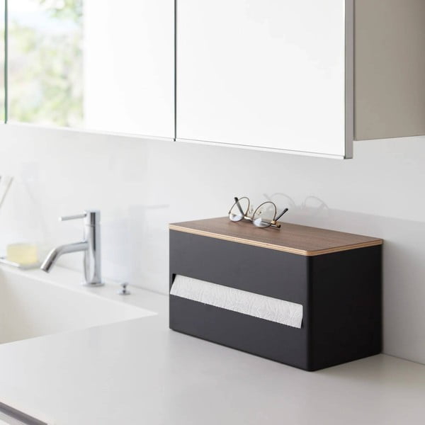 Черна метална стойка за кухненска хартия Rin – YAMAZAKI-image-2