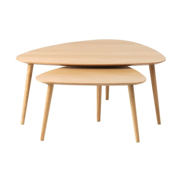 Масички за кафе в комплект от 2 бр. от декор от дъб  в естествен цвят 70x100 cm Adda – Unique Furniture-image-3