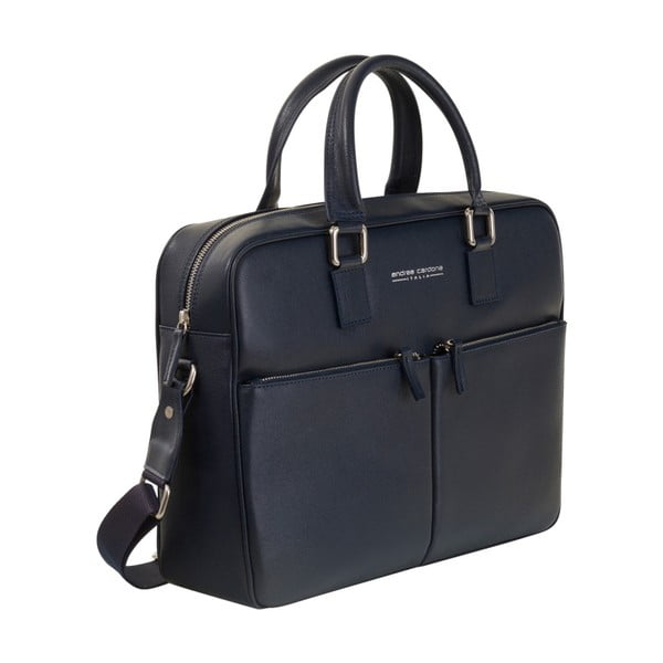 Тъмно синя чанта от естествена кожа / дамска чанта Santo Crispo - Andrea Cardone