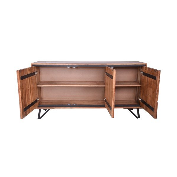 Скрин от масивна акация в естествен цвят 150x76x40 cm Ambala – Interia Home & Living-image-3