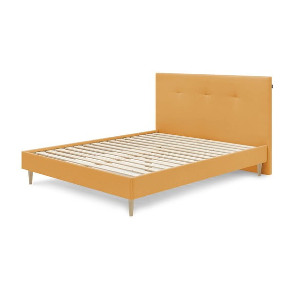 Тапицирано двойно легло с решетка 180x200 cm в цвят горчица Tory - Bobochic Paris