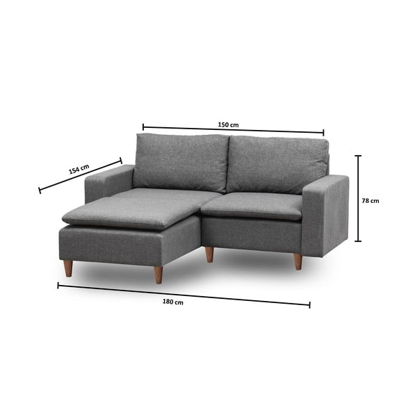 Сив ъглов диван (ляв ъгъл) Lungo – Balcab Home-image-2