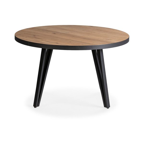 Кръгла масичка за кафе с дъбов плот в черен и естествен цвят ø 80 cm Sindi – Marckeric-image-2