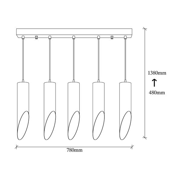Черна висяща лампа за 5 крушки Kesik - Opviq lights-image-3