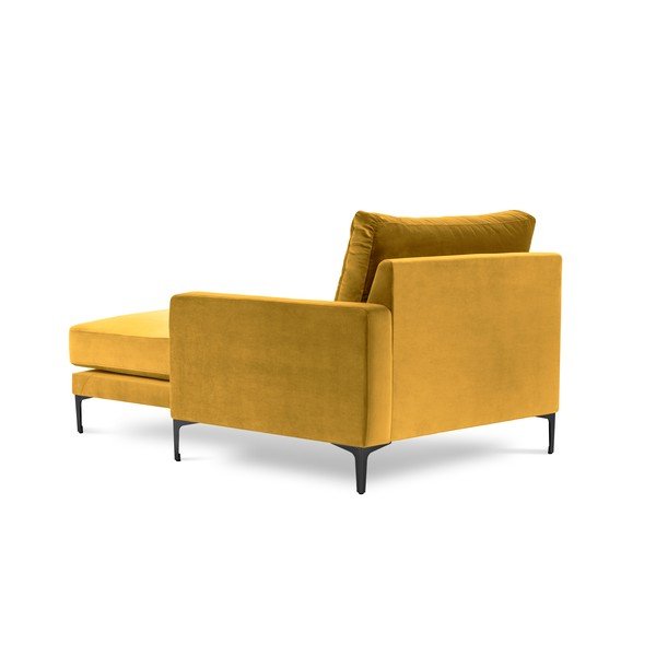 Жълт кадифен стол за отдих, десен ъгъл Harmony - Kooko Home-image-3