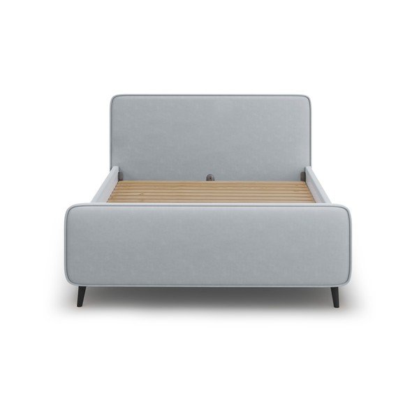 Светлосиво тапицирано двойно легло с решетка 180x200 cm Kaia - Micadoni Home-image-2