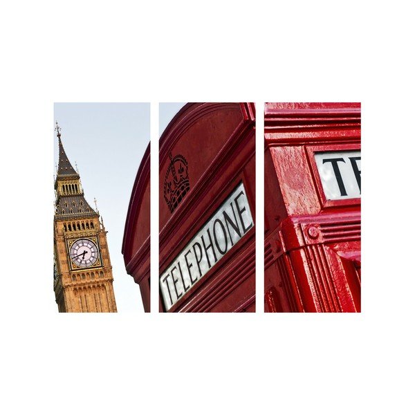 3dílný obraz Telefonní budka