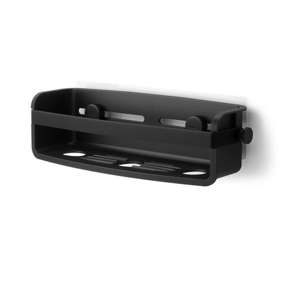 Черен пластмасов рафт за баня без пробиване Flex Adhesive – Umbra